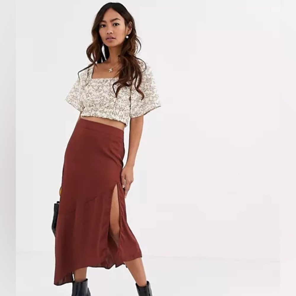 Free People Brown Midi Skirt